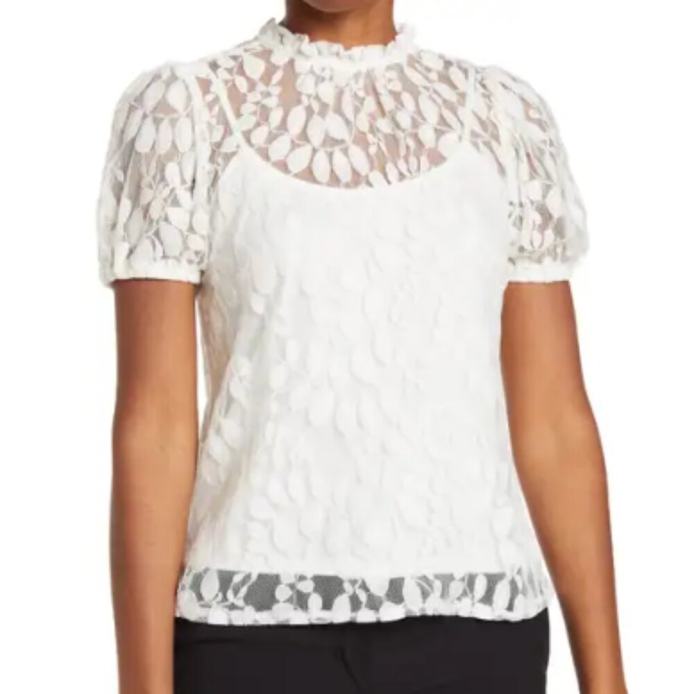 Cynthia Steffe Lace Puff Sleeve Top